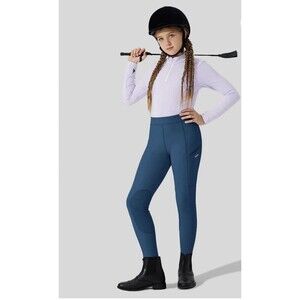 Willit Girls M Dark Blue Horse Riding Pants W/ Knee Patch 75% Nylon 25% Spandex